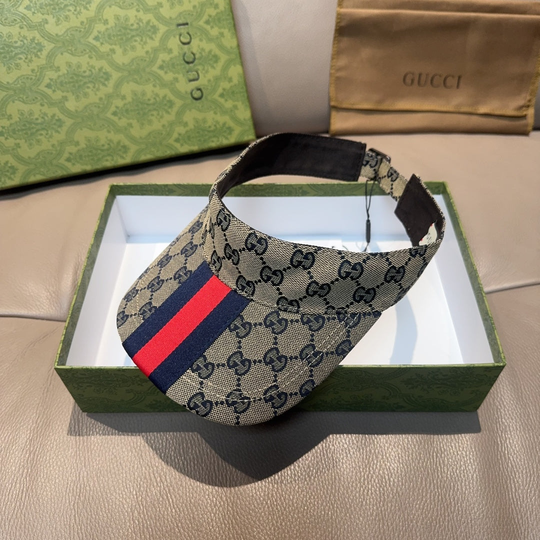 Gucci GG canvas cap with dark inner brim and red-blue web stripe panel