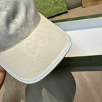 White leather cap brim with light blue edge piping
