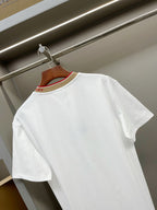Burberry white short-sleeve T-shirt back view with collar trim