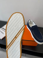 Hermes women's slip-on sneaker outsole, ribbed tread and white rubber edge