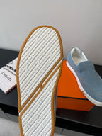 Hermes ladies slip-on loafer outsole, white tread with tan edge