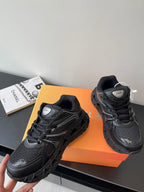 Dior ladies sneakers, black lace-up with tongue Dior logo and chunky outsole
