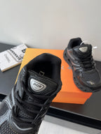 Dior ladies sneaker tongue, black with embroidered Dior logo and lace-up