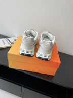 White back view lace-up sneakers with Dior logo on heel and padded collar