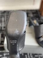 Balenciaga black sandal heel close-up with size marking and logo on sole