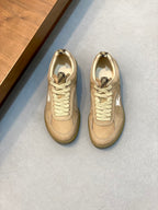 Burberry low-top sneakers, beige leather with lace-up front and white logo detail