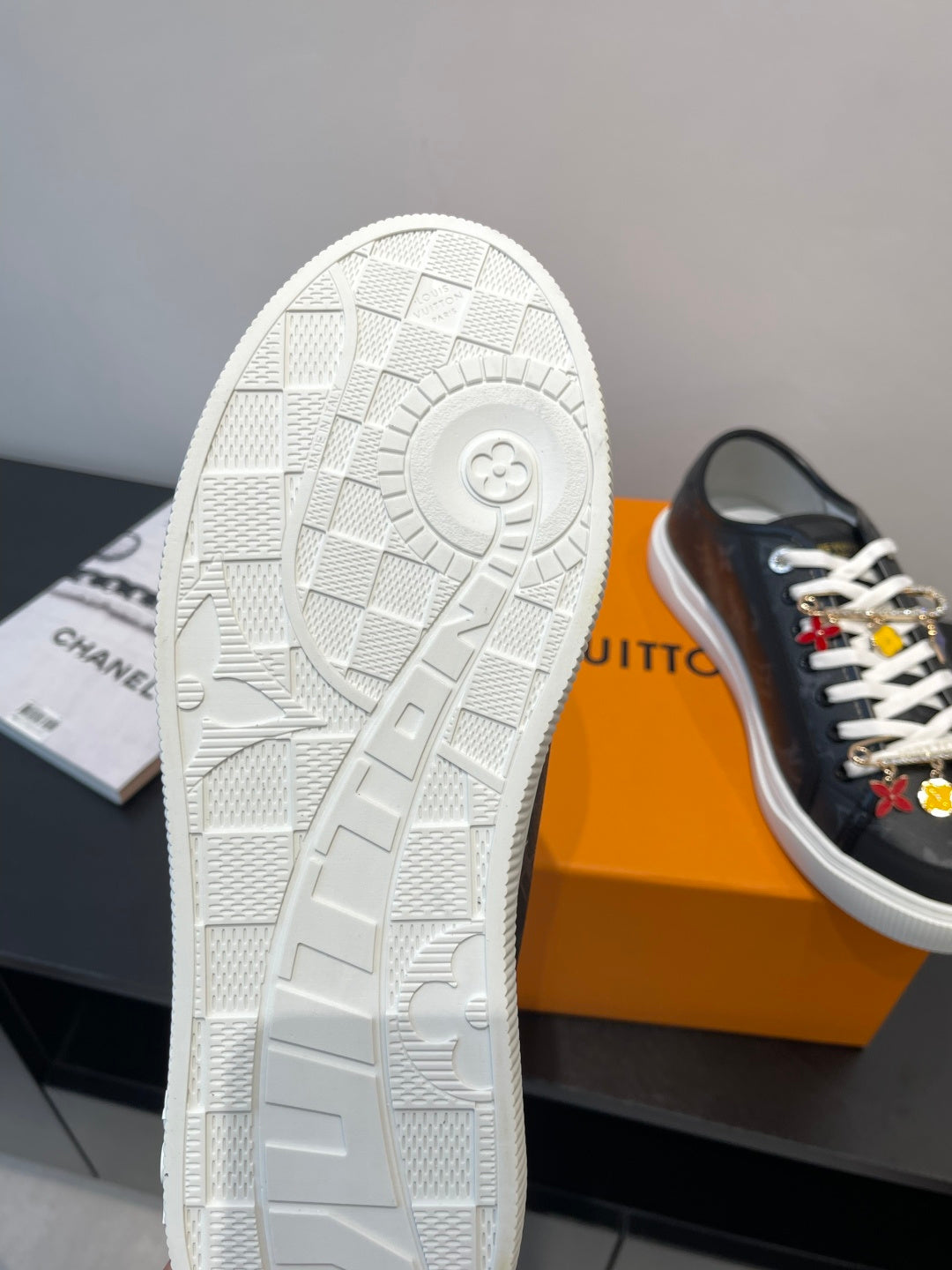 Louis Vuitton low-top sneaker outsole in white rubber with textured tread