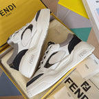 Fendi unisex sneakers with white uppers, black heel detail, lace-up, cushioned sole
