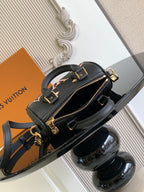 Louis Vuitton black monogram small zip bag with gold hardware and strap