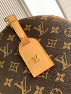 Louis Vuitton monogram bag leather luggage tag with gold clasp