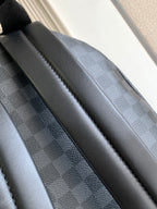 Louis Vuitton checkered backpack interior lining with dark adjustable straps