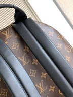 Louis Vuitton monogram backpack shoulder straps with blue-gray leather trim
