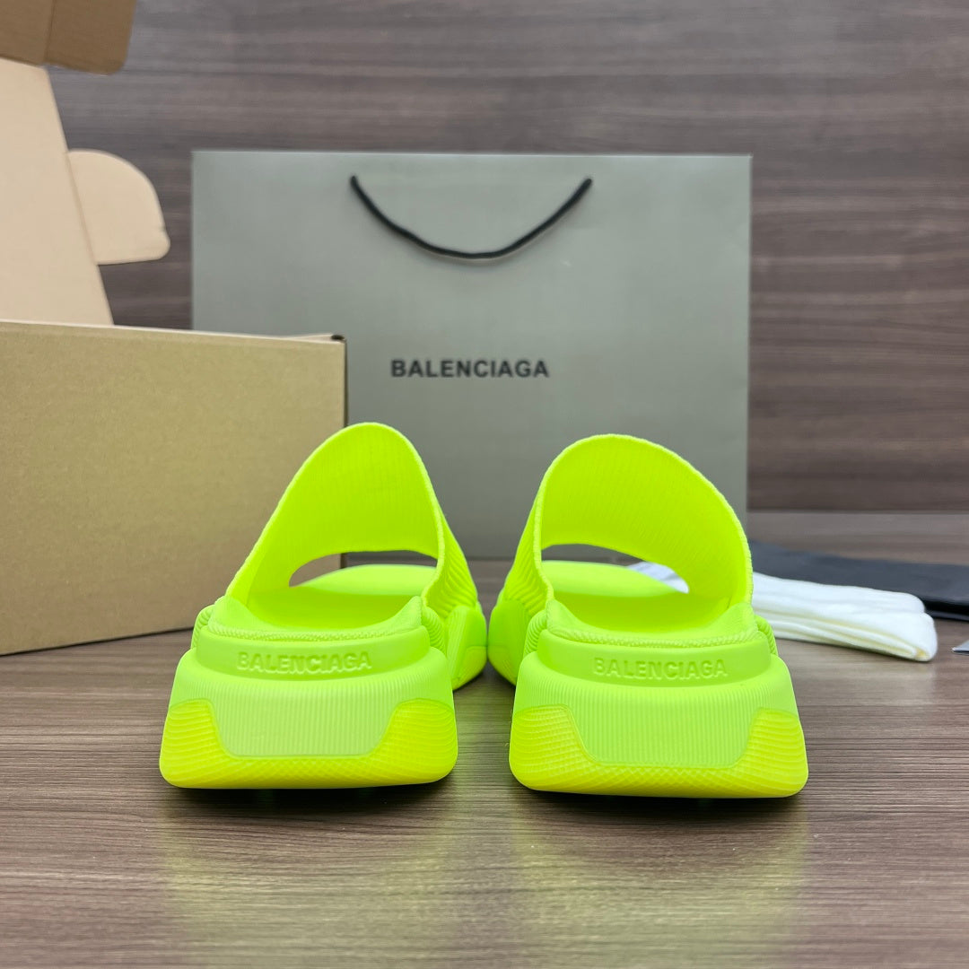 Balenciaga neon green sandals with open toe and wide strap