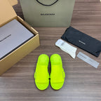 Balenciaga neon green sandals with open toe and adjustable strap