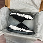 Balenciaga slide sandals, black knit and white sole