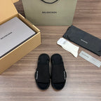 Balenciaga dark mesh slide sandals with adjustable strap and molded sole