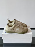 Burberry low-top lace-up sneakers, cream leather uppers, rubber sole