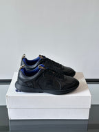 Burberry lace-up sneakers, dark leather with blue accents and lace panel