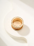 Bvlgari gold-tone ring interior, smooth inner band with stamped markings