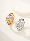 Bvlgari watch, gold-tone link bracelet with square pavé bezel and gemstone accents