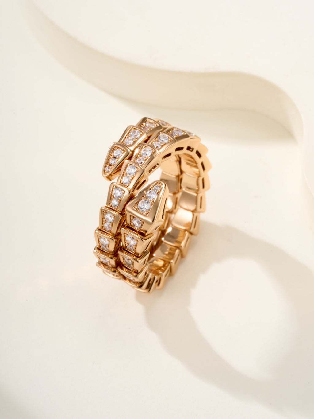 Bvlgari pavé band ring in gold-tone with square crystal blocks