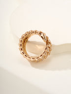 Bvlgari gold-tone pavé band ring, side view of linked square segments