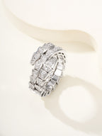 Bvlgari pavé band ring in silver-tone with square crystal blocks