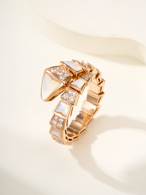 Bvlgari rose gold-tone hinged bracelet with square crystal accents on geometric links