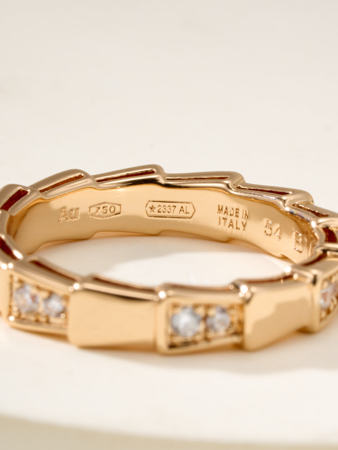 Bvlgari gold bangle bracelet interior engraving: Au 750, Made in Italy