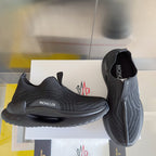 Moncler slip-on knit sneakers with MONCLER logo on side and air-cushioned sole