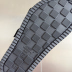 Black rubber outsole with textured tread and Louis Vuitton logo, featuring grip pattern.