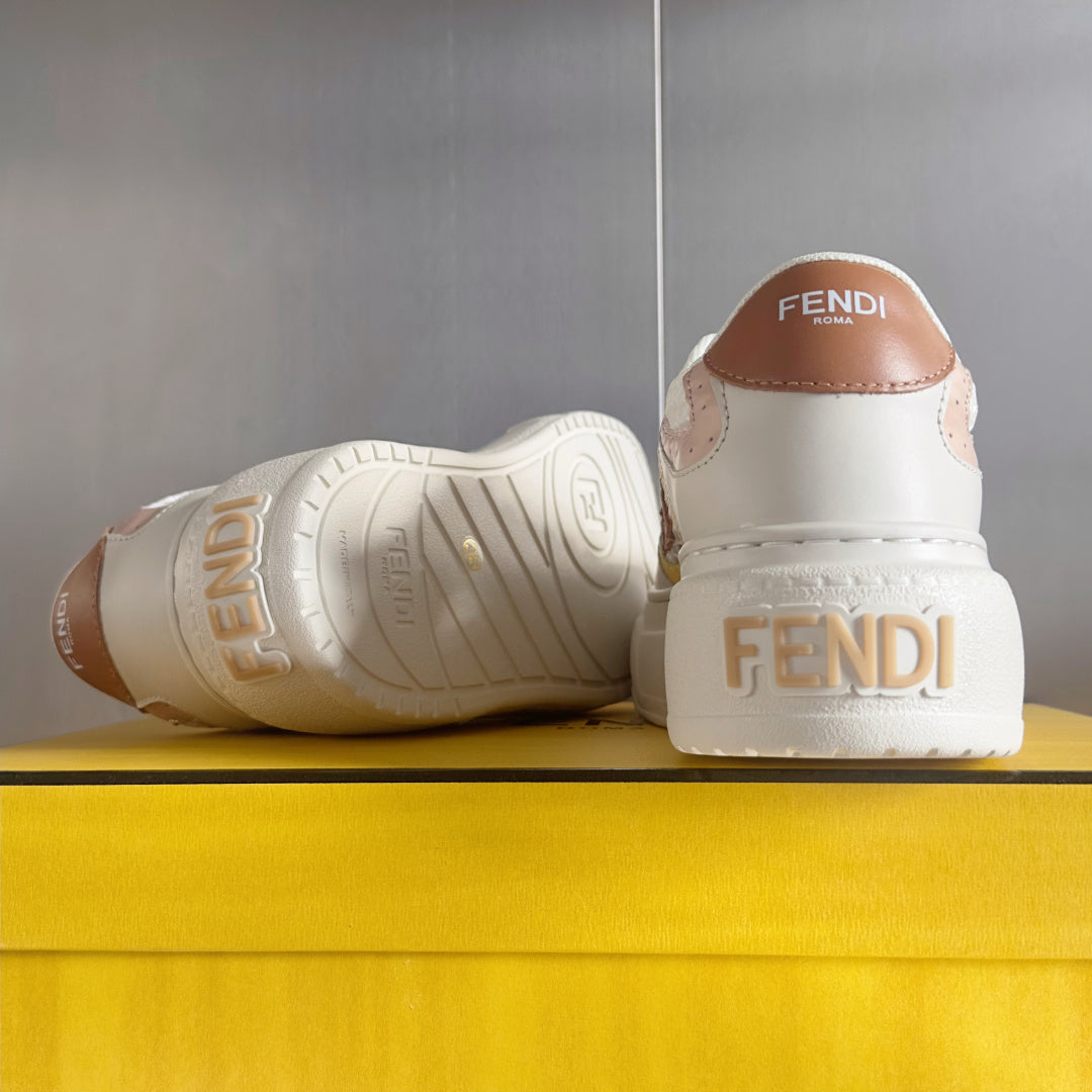 White unisex sneakers with visible tread sole and side logo on heel