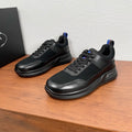 Black Prada unisex sneakers, lace-up ribbed sides, chunky rubber sole