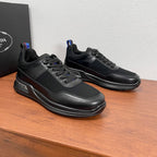Black Prada unisex sneakers, lace-up with knit panels and side PRADA logo