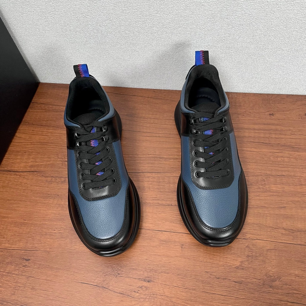 Prada unisex low-top sneakers, lace-up, black and blue upper