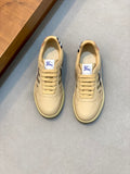 Burberry beige sneakers with blue tartan panel and lace-up design