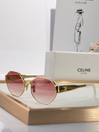 Celine sunglasses with gold round frames and rose tinted lenses