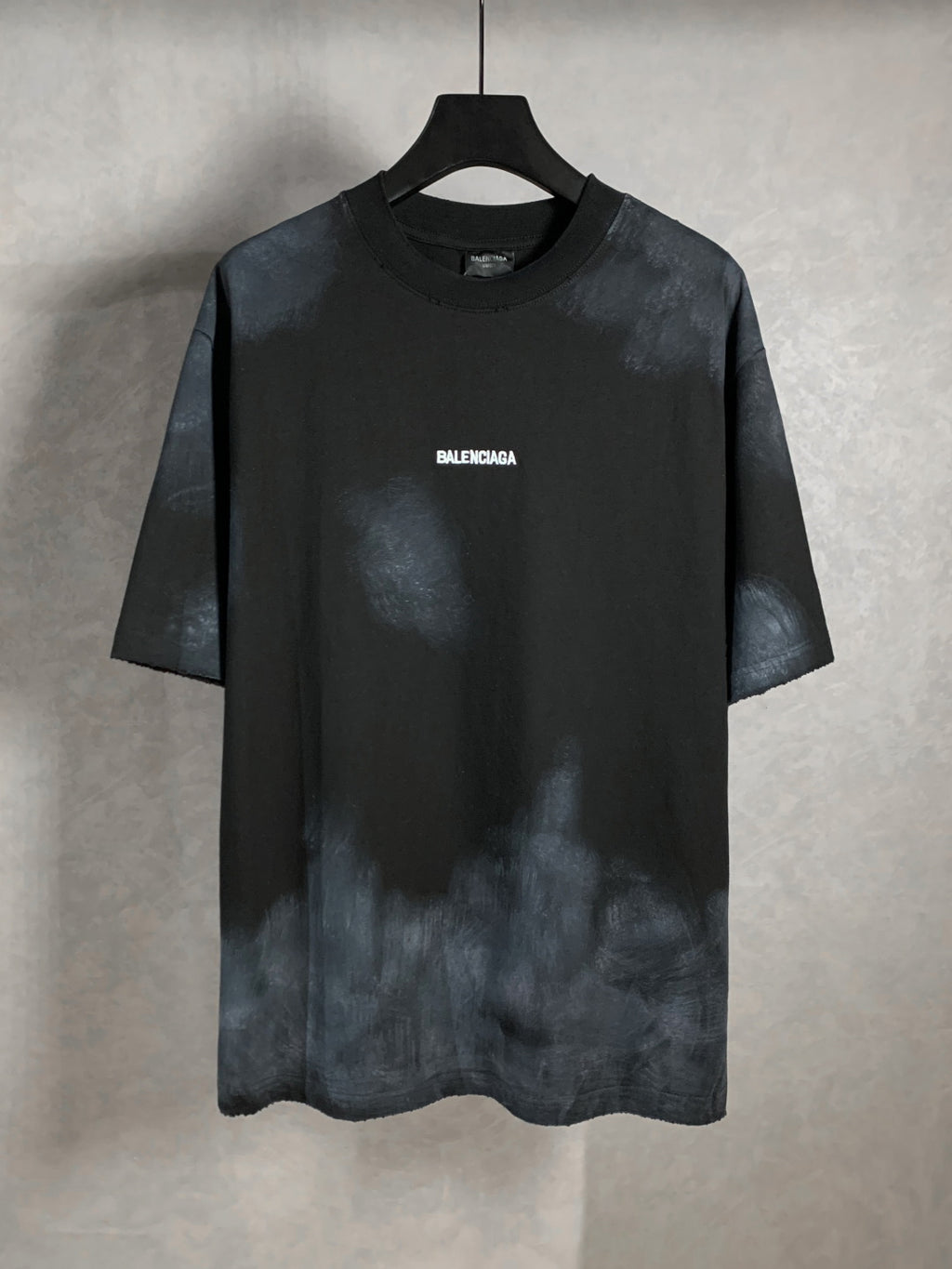 Balenciaga dark short-sleeve T-shirt with small chest logo print
