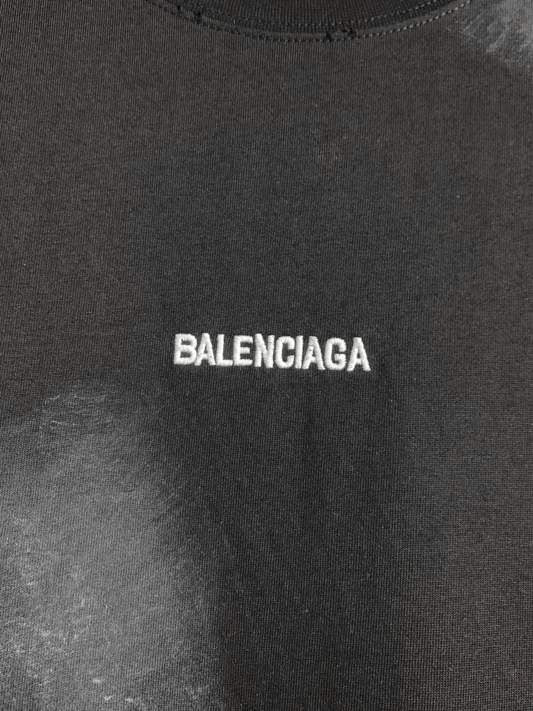 Balenciaga dark T-shirt chest logo in small white print