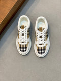 Burberry low-top sneakers in white with check panel and lace-up front