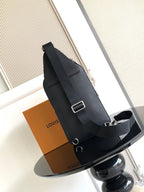 Louis Vuitton black leather crossbody bag with adjustable shoulder strap