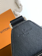 Louis Vuitton textured black leather pouch bag with zipper top