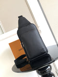 Louis Vuitton black leather crossbody bag with top flap and strap