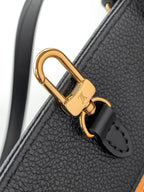 Louis Vuitton tote bag gold-tone D-ring clasp on dark leather strap