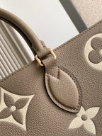 Louis Vuitton patterned leather tote strap in taupe with embossed floral motif