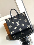Louis Vuitton tote bag in dark canvas with monogram flower pattern and top handles