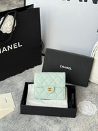 Mint quilted leather flap small bag with CHANEL CC logo and gold-tone hardware