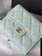Mint quilted leather flap small bag with CHANEL CC logo detail