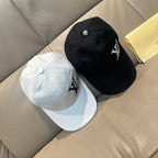 Black and white Louis Vuitton caps, two styles shown together