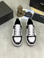 YSL unisex low-top sneakers, white laces, black and white upper, rubber sole